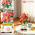 USVillGO 3 Set, Poinsettia-Pink (1576PCS) Botanicals Bonsai Flowers Building Blocks Lucky Bamboo-Red Orchid Artificial