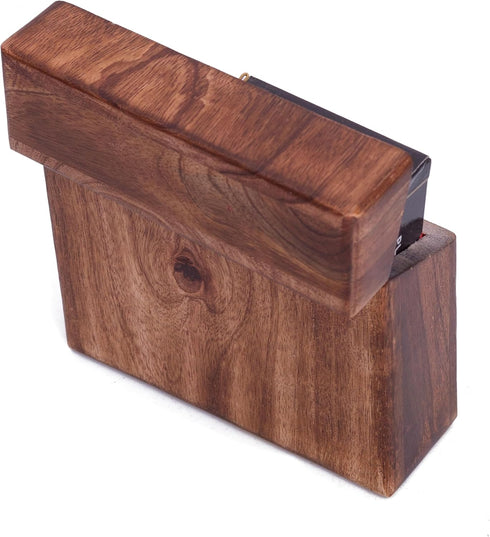 Unique Birthday Gift Ideas - Handcrafted Classic Wooden Playing Card Holder Deck Box with Premium 'Ace' Cards