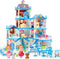 Seifar Doll House for Girls,10 Rooms Blue House Toy with Doll Figures, Puppies,