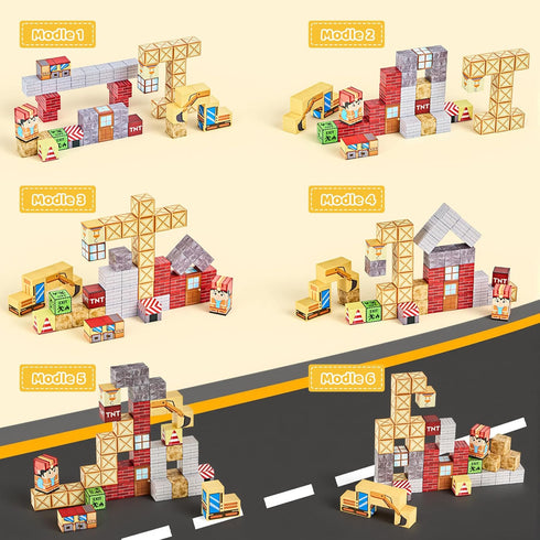 EWED 3-8, Set 49 Magnetic Building Blocks Travel Toys for Kids Ages STEM Learning with Iron Storage Box Toddler