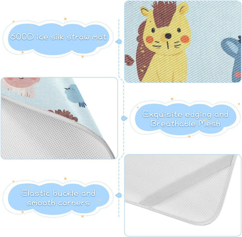 WDdZzyy 28" 52" Cartoon Animal Light Blue Cooling Baby Bed Mattress x Washable Mattress pad Cover for Kids, Adult