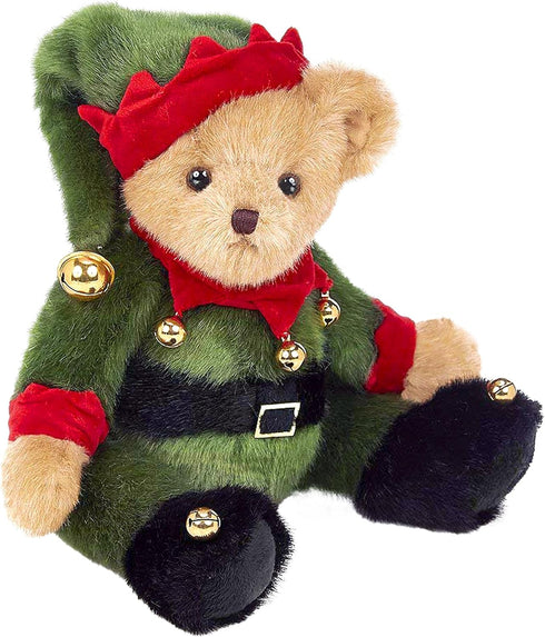 Bearington Jingle Toes Christmas Plush, 14 Inch Teddy Bear, Elf Stuffed Animal