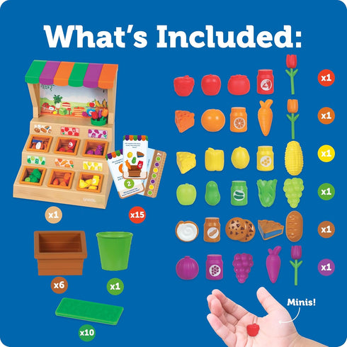 Set, Sets Learning Resources Mini Farmstand Sorting Play Food for Kids Kitchen, Grocery Store Pretend Play, Montessori
