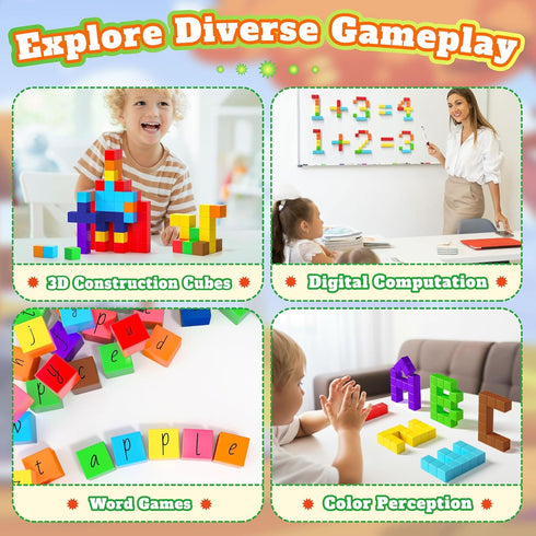 116 Set, 1" 3 4 5 6 7 8 PCS Magnetic Blocks Magnet Building Blocks with Toy Eyes and Storage Bag for Kids Gifts, STEM