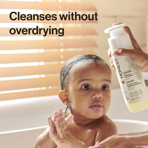 2-in-1 18 oz The Honest Company Baby Shampoo & Body Wash, Fragrance-Free, Gentle, Tear-Free, Hypoallergenic, Naturally