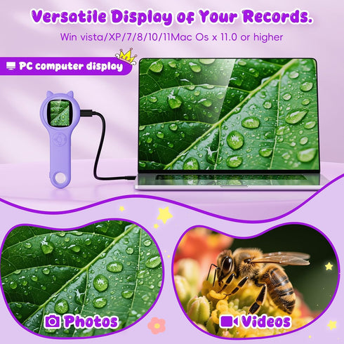 Ashfly Summer 5-8 9-12 Microscope for Kids - Electronic Handheld Magnifying Glass for Children-STEM Outdoor Science Kit