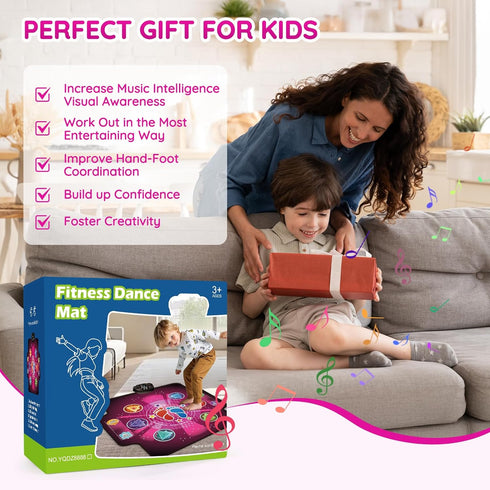 Zitranse 6-Button 3 4 5 7 8 9 10 11 12+ Electronic Dance mat for kids,Upgraded Light-up Dancing Pad,Wireless Bluetooth