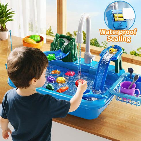 2 3 4 5 6 3-8, Summer JUKUDAHU Water Table Play Sink Toy for Kids Years Old - Outdoor Kitchen with Running Water