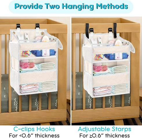 2-Tier 90+ Ofiray-home Hanging Diaper Organizer for Changing Table,Cribs,Car,Playard or Wall & Nursery Organization