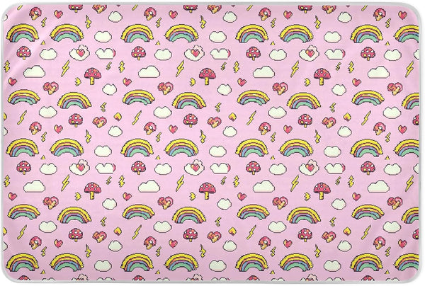 siphylline Pixel Wind Rainbow Mushroom Extra Large Resuable Changing Pad Covers Highly Absorbent