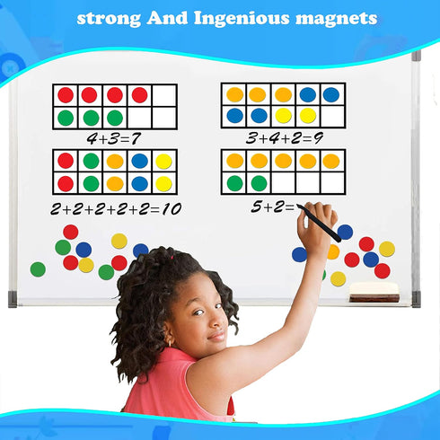 Giant Magnetic Ten-Frame Set - 5 Ten Frames and 55 Magnetic Math Counters - Classroom Toys for Kindergarten