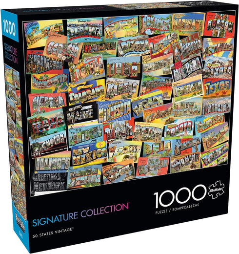 Buffalo Games - 50 States Vintage - 1000 Piece Jigsaw Puzzle for Adults | Perfect for Game Nights, 26.75 x 19.75