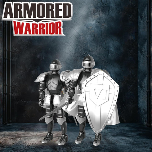 Knight Action Figures, Medieval Action Figures,Knight Armor Action Figure,Multi-Jointed Movable Robot Mannequin (Black)