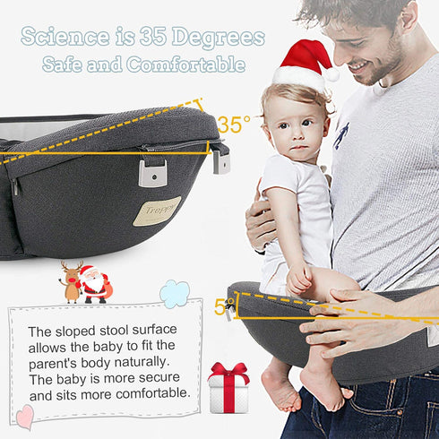 6-in-1 FRUITEAM Baby Carrier with Waist Stool, One Size Fits All -Adapt to Newborn, Baby Hip Carrier for Breastfeeding