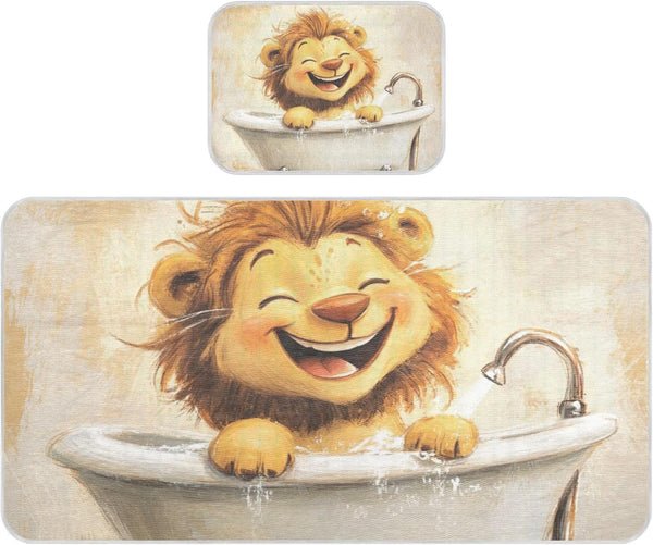 WDdZzyy Cartoon Lion Vintage Bathtub Cooling Baby Waterproof Mattress 28" x 52" Breathable