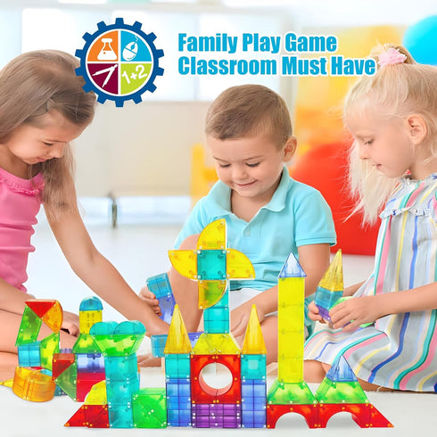 Blocks,66 3+ 3-8 Huaker Magnetic Piece Translucent Building Blocks for Boys Girls Birthday Gifts,Multi Shape Magnetic