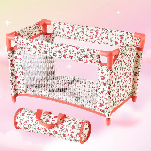 Set, 3-1 18 inch 18" 3-5,4-6,5-7,8-10 Floral Baby Doll Accessories Baby Doll Crib, Baby Doll High Chair & Bouncer Seat.