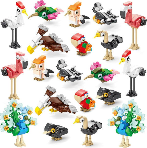 Sawaruita 20 Packs Mini Animal Building Blocks Party Favors for Kids- Birds