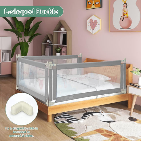 77-in (77 INCH, HONEY JOY Bed Rail for Toddlers, Extra Long, Portable Safety Bed Guardrail w/Double Safety Child Lock