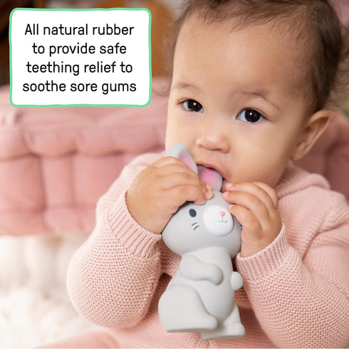 0-6 0+ Sylvi Natural Rubber Baby Teether Toy, Rabbit Teething Toy for Sore Gums Months, Soft Sensory Chew Toy Easy
