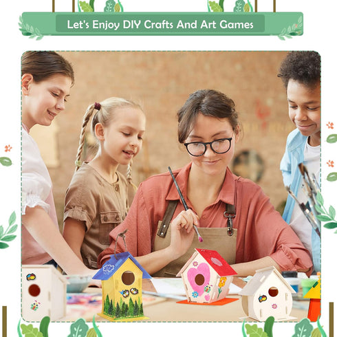 ILHSTY 12 Pack 12 12 (12) Large DIY Bird Houses Kits for Kids, Kids Craft Kits Wood Houses for DIY Crafts Class Party