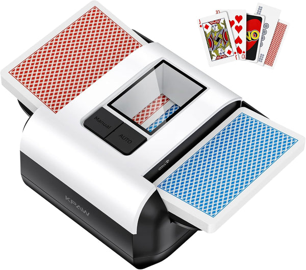 KPAW Card Shuffler 2 Deck, Rechargeable Automatic Card Shuffler with Dual Modes,