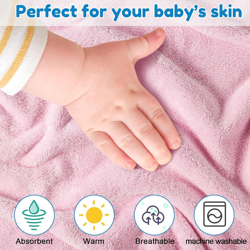 6 30 30 Inch Lounsweer Pieces Baby Bath Towels x Hooded Toddler Towel Bath Blanket Absorbent Coral Fleece Hooded