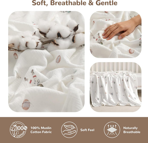 4-Layer, 42x60 Cozy NTBAY Muslin Toddler Blanket, Preschool Nap Blanket, Soft Breathable Nursery Blanket for Toddlers