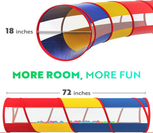 Playz Kids Play Tunnel for Toddlers 1-3 and Up - Large Opening Colorful Pop Up Baby Tunnel for Kids