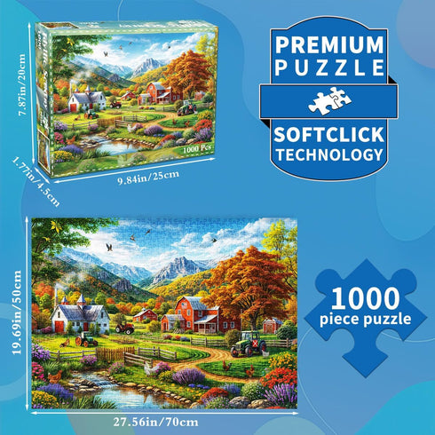 1000 Country 1000 HUADADA Piece Puzzles for Adults - Life - Jigsaw Puzzles for Adults Piece Educational Games Colorful