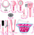Set Set deAO Hair Salon Toys for Girls Beauty Salon Kids Pretend Hair Styling with Hairdryer, Mirror, Curling Iron