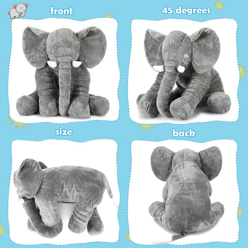 Giant Stuffed Elephant Plush Toy - Huge Soft Gray Elephant Doll for Kids, Girlfriend, Home Decor (15.7 Inch)