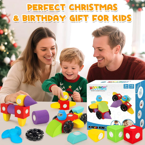15 3 4 5 6+ Hodurgyi PCS Magnetic Foam Blocks, STEM Preschool Toys for Children, Magnetic Building Blocks for Toddlers