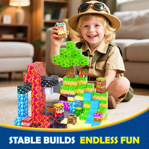 150PCS Set, 3+ 3 4 5 6 Coodoo Magnetic Blocks, Build Mine Magnet World Toddler Outdoor Toys STEM Construction Building