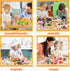 118Pcs Playset 2 Sets, Mini Play Kitchen Accessories for Kids, Pretend Cooking with Cookware, Tableware & Fruit