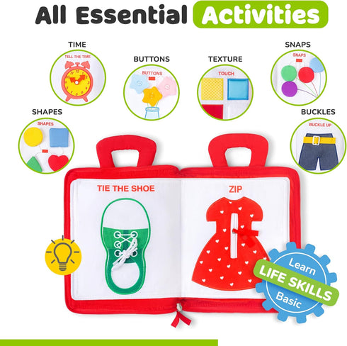 1-3, 1 deMoca Busy Book for Toddlers Quiet Montessori Airplane Activity Book, Travel Learning Toy Board for Year Old