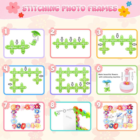 300+PCS 2026 4 5 6 7 8+ GirlsHome Fabric Flower Bouquets Toys, Upgrade DIY Flower Making Kit for Kids, Reusable Arts