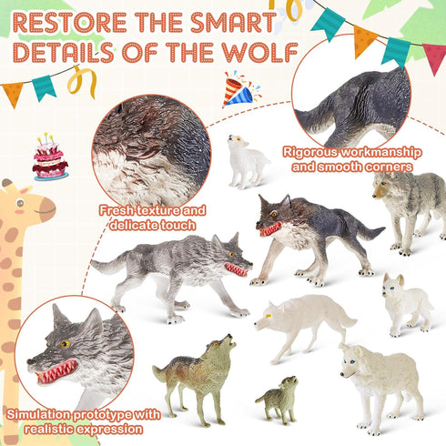 Deekin 20 Pcs Mini Around World City Miniatures, Realistic Themed Party Gifts (Wolf)