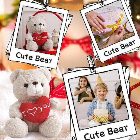 I Love You Teddy Bear for Girlfriend, Cute Stuffed Animals Plush Toys, 12 Inch Brown Bear for Mother's Day