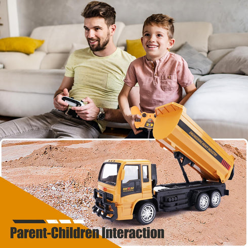 2.4GHz 45 2 3 4 5 6 7 8 Jiakora Remote Control Dump Truck for Kids, RC Construction Vehicle with LED Lights, Dumping
