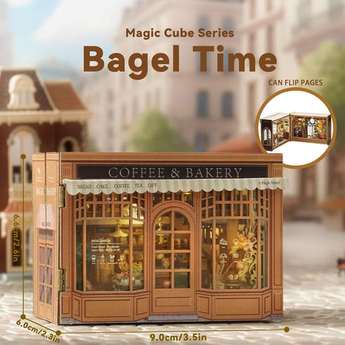 Flever Dollhouse Miniature DIY House Kit Creative Room with Furniture for Romantic Valentine's Gift (Bagel Time)