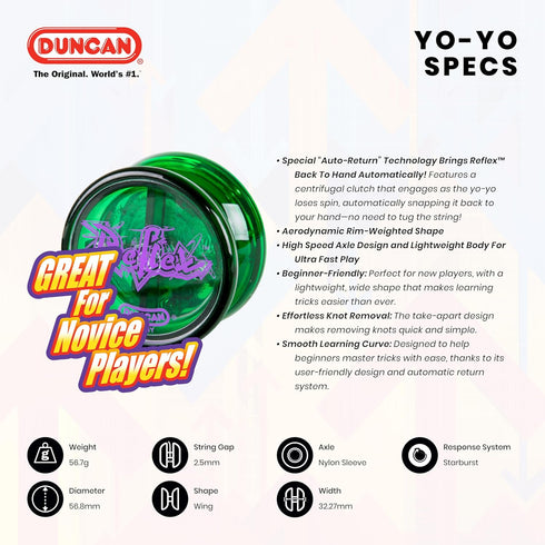 Duncan Toys Reflex Auto Return Yo-Yo, Beginner String Trick Yo-Yo, Red