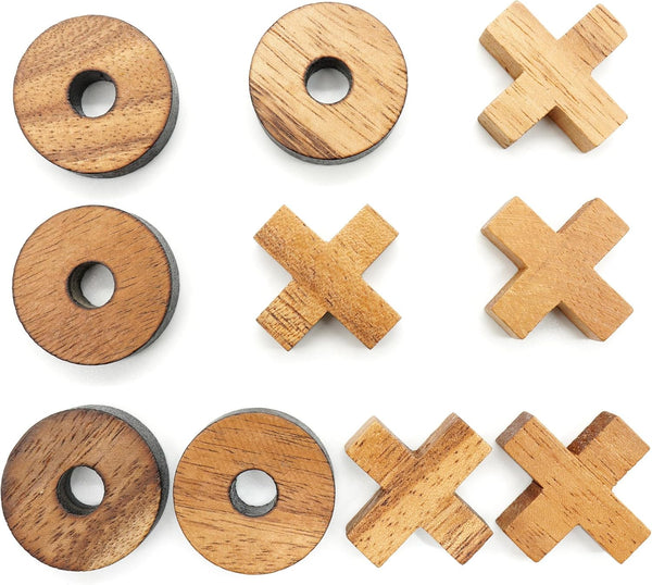 BSIRI Tic Tac Toe Wooden Board Game with X-O Pieces, Unique Gifts for Kids and Adults