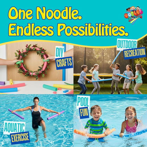 2 Pack, Swimming Oodles of Noodles Foam Pool Swim Noodles Hollow Core Foam Tube for Pool Floats, Buoyant for Beach