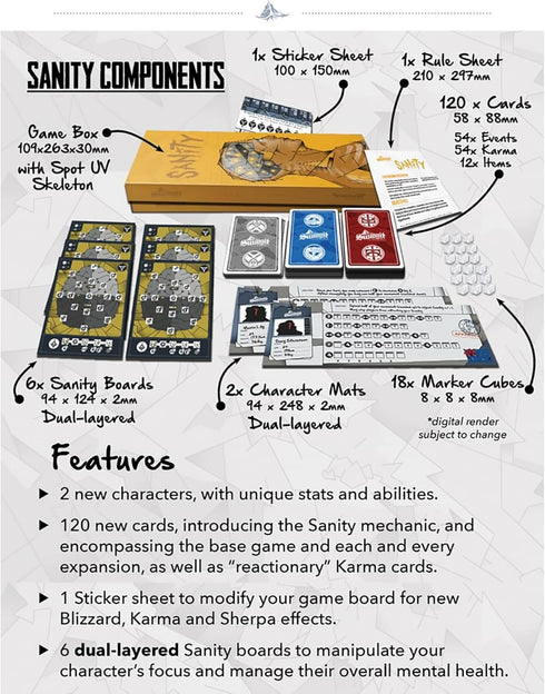 Summit: Sanity Expansion Board Game, Survive The World's Deadliest Mountain, 1-6 Players, Ages 14+, 60 Min Survival &