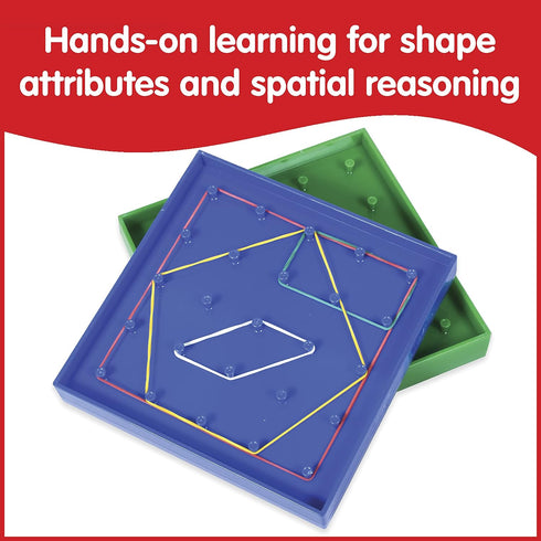Set Set 6 3+ 5 5 Grid/12 edxeducation Double-Sided Geoboard | of with Rubber Bands | Ages | Math Resources, Fine Motor