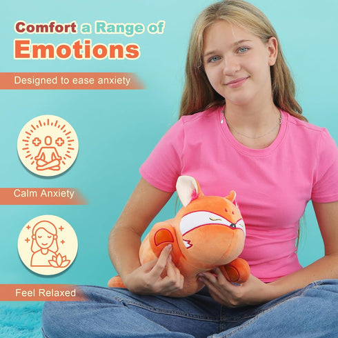 Adults9.8", 1.0 Lbs Onsoyours Original Red Wheat Fox Weighted Stuffed Animal, Cute Weighted Positive Fox Plush Pillow