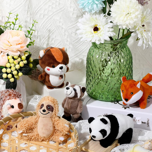 6 Pieces Jungle Animal Plush Toys Set, Forest Stuffed Animals, Panda, Raccoon, Sloth, Squirrel, Fox, Hedgehog