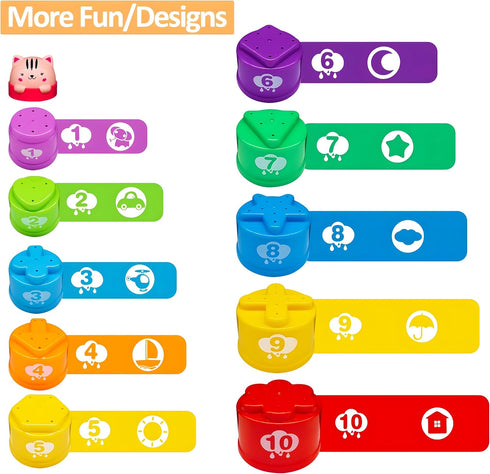 6 10 12 18 1 6-12 1 2 3 MOONTOY Stacking Cups Baby Toys Months, Montessori Toys for Year Old Toddler Learning Toy
