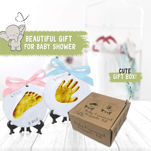 Cherished Baby Handprint & Footprint Keepsake Kit with Burp Cloths